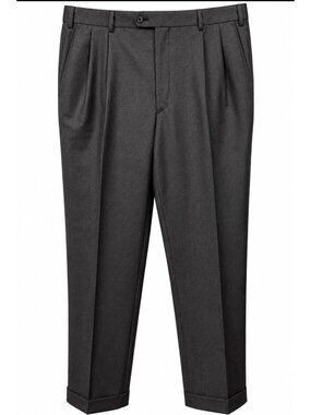 Enzo Mantovani Mens Brown Wool Cashmere Pleated Cuffed Dress Pants 36x29 Italy